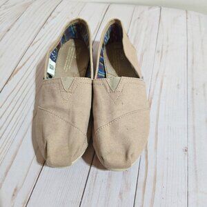 Toms Tan Canvas Flats